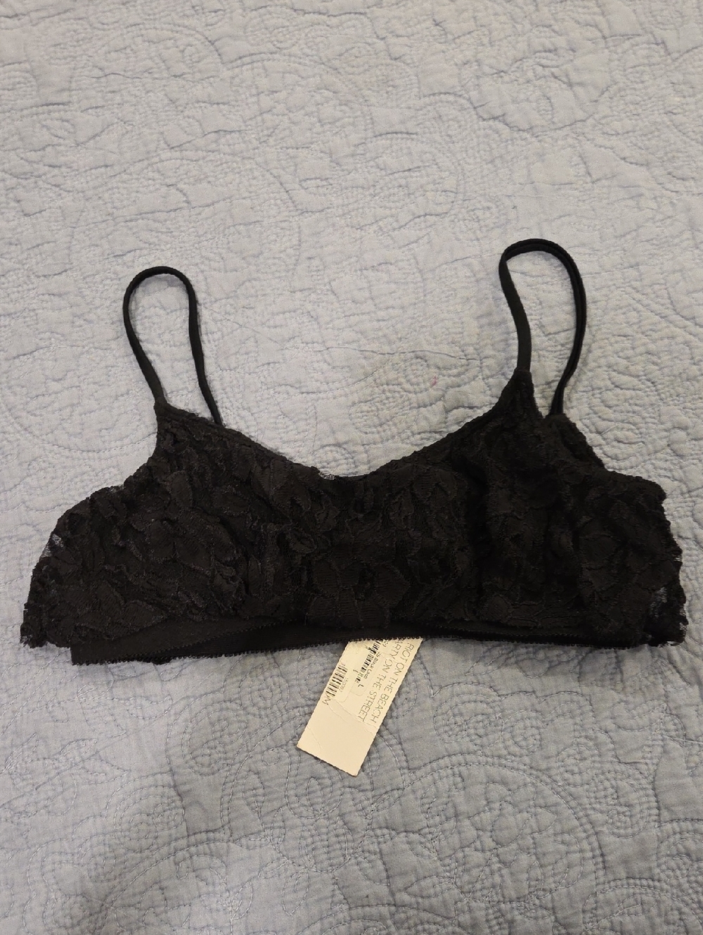 Beach Riot Black Lace Bandeau Bralette Size L, New With Tags!